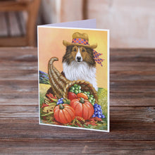 Load image into Gallery viewer, Sheltie Autumn Greeting Cards -  Blank Note Cards – 8-Pack of Artist-Designed Cards with Envelopes