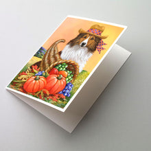 Load image into Gallery viewer, Sheltie Autumn Greeting Cards -  Blank Note Cards – 8-Pack of Artist-Designed Cards with Envelopes