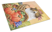 Load image into Gallery viewer, Sheltie Autumn Glass Cutting Boards – Durable, Decorative Kitchen Art Large PPP3185LCB