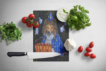 Load image into Gallery viewer, Sheltie Halloween Witch Glass Cutting Boards – Durable, Decorative Kitchen Art Large PPP3186LCB