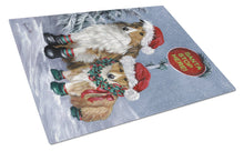 Load image into Gallery viewer, Sheltie Christmas Santa Stop Glass Cutting Boards – Durable, Decorative Kitchen Art Large PPP3188LCB