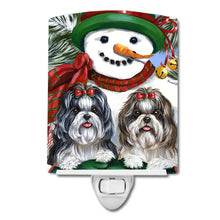 Load image into Gallery viewer, Shih Tzu Christmas Snowman Ceramic Night Light PPP3191CNL