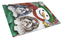 Load image into Gallery viewer, Shih Tzu Christmas Snowman Glass Cutting Boards – Durable, Decorative Kitchen Art Large PPP3191LCB