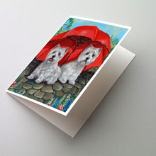 Load image into Gallery viewer, Westie April Showers Greeting Cards -  Blank Note Cards – 8-Pack of Artist-Designed Cards with Envelopes