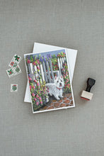 Load image into Gallery viewer, Westie At the Gate Greeting Cards -  Blank Note Cards – 8-Pack of Artist-Designed Cards with Envelopes