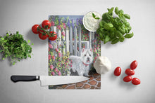 Load image into Gallery viewer, Westie At the Gate Glass Cutting Boards – Durable, Decorative Kitchen Art Large PPP3199LCB