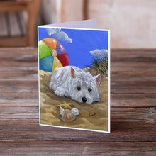 Load image into Gallery viewer, Westie Beach Baby Greeting Cards -  Blank Note Cards – 8-Pack of Artist-Designed Cards with Envelopes