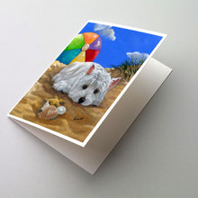 Load image into Gallery viewer, Westie Beach Baby Greeting Cards -  Blank Note Cards – 8-Pack of Artist-Designed Cards with Envelopes