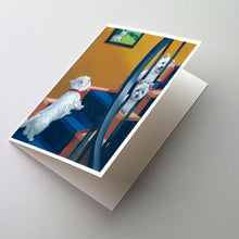 Load image into Gallery viewer, Westie Going Up Greeting Cards -  Blank Note Cards – 8-Pack of Artist-Designed Cards with Envelopes