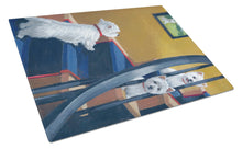 Load image into Gallery viewer, Westie Going Up Glass Cutting Boards – Durable, Decorative Kitchen Art Large PPP3204LCB