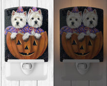 Load image into Gallery viewer, Westie Halloween Pumpkin Ride Ceramic Night Light PPP3205CNL