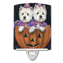 Load image into Gallery viewer, Westie Halloween Pumpkin Ride Ceramic Night Light PPP3205CNL