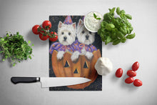 Load image into Gallery viewer, Westie Halloween Pumpkin Ride Glass Cutting Boards – Durable, Decorative Kitchen Art Large PPP3205LCB