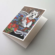 Load image into Gallery viewer, Westie Hannah Mae Greeting Cards -  Blank Note Cards – 8-Pack of Artist-Designed Cards with Envelopes