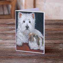 Load image into Gallery viewer, Westie Rabbit Harmony Greeting Cards -  Blank Note Cards – 8-Pack of Artist-Designed Cards with Envelopes