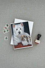 Load image into Gallery viewer, Westie Rabbit Harmony Greeting Cards -  Blank Note Cards – 8-Pack of Artist-Designed Cards with Envelopes