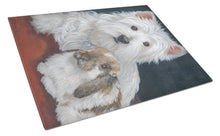 Load image into Gallery viewer, Westie Rabbit Harmony Glass Cutting Boards – Durable, Decorative Kitchen Art Large PPP3207LCB