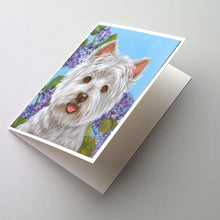 Load image into Gallery viewer, Westie Hydrangea Greeting Cards -  Blank Note Cards – 8-Pack of Artist-Designed Cards with Envelopes