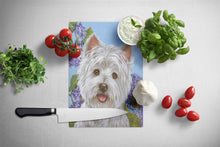 Load image into Gallery viewer, Westie Hydrangea Glass Cutting Boards – Durable, Decorative Kitchen Art Large PPP3210LCB