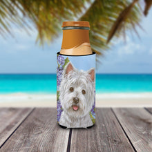 Load image into Gallery viewer, Westie Hydrangea  Hugger for slim cans PPP3210MUK