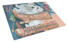 Load image into Gallery viewer, Westie in Mom's Closet Glass Cutting Boards – Durable, Decorative Kitchen Art Large PPP3211LCB