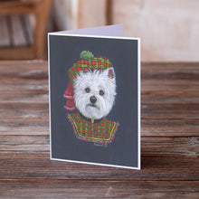 Load image into Gallery viewer, Westie Lad Plaid Greeting Cards -  Blank Note Cards – 8-Pack of Artist-Designed Cards with Envelopes