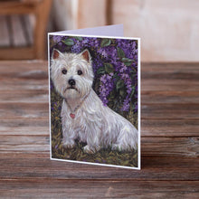 Load image into Gallery viewer, Westie Lily &amp; Lilacs Greeting Cards -  Blank Note Cards – 8-Pack of Artist-Designed Cards with Envelopes