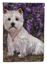 Load image into Gallery viewer, Westie Lily &amp; Lilacs Garden Flag – Decorative Outdoor Yard Flag PPP3216GF