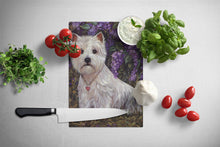 Load image into Gallery viewer, Westie Lily &amp; Lilacs Glass Cutting Boards – Durable, Decorative Kitchen Art Large PPP3216LCB