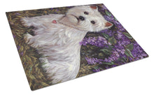 Load image into Gallery viewer, Westie Lily &amp; Lilacs Glass Cutting Boards – Durable, Decorative Kitchen Art Large PPP3216LCB