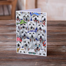 Load image into Gallery viewer, Westie Many Faces Greeting Cards -  Blank Note Cards – 8-Pack of Artist-Designed Cards with Envelopes