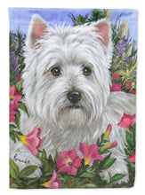 Load image into Gallery viewer, Westie Petunia Garden Flag – Decorative Outdoor Yard Flag PPP3221GF