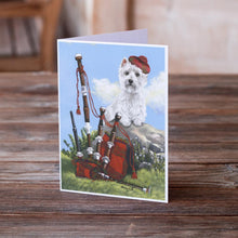 Load image into Gallery viewer, Westie Piper Greeting Cards -  Blank Note Cards – 8-Pack of Artist-Designed Cards with Envelopes