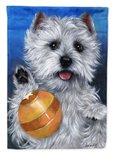 Load image into Gallery viewer, Westie Play Ball Garden Flag – Decorative Outdoor Yard Flag PPP3223GF
