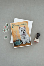 Load image into Gallery viewer, Westie Puppuccino Greeting Cards -  Blank Note Cards – 8-Pack of Artist-Designed Cards with Envelopes