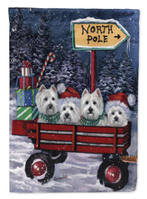 Load image into Gallery viewer, Westie Christmas Red Wagon Flag Canvas House Size PPP3227CHF