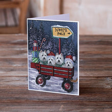 Load image into Gallery viewer, Westie Christmas Red Wagon Greeting Cards -  Blank Note Cards – 8-Pack of Artist-Designed Cards with Envelopes