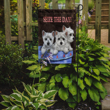 Load image into Gallery viewer, Westie Seize the Day Garden Flag – Decorative Outdoor Yard Flag PPP3232GF