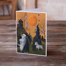 Load image into Gallery viewer, Westie Wicked Witch Greeting Cards -  Blank Note Cards – 8-Pack of Artist-Designed Cards with Envelopes