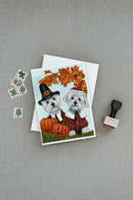 Load image into Gallery viewer, Westie Thanksgiving Pilgrims Greeting Cards -  Blank Note Cards – 8-Pack of Artist-Designed Cards with Envelopes
