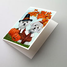 Load image into Gallery viewer, Westie Thanksgiving Pilgrims Greeting Cards -  Blank Note Cards – 8-Pack of Artist-Designed Cards with Envelopes