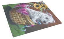 Load image into Gallery viewer, Westie Zoe and Sunflowers Glass Cutting Boards – Durable, Decorative Kitchen Art Large PPP3236LCB