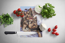 Load image into Gallery viewer, Yorkie Bed Bugs Glass Cutting Boards – Durable, Decorative Kitchen Art Large PPP3240LCB