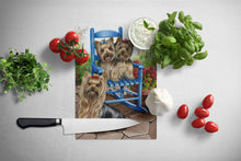 Load image into Gallery viewer, Yorkie Patio Sweethearts Glass Cutting Boards – Durable, Decorative Kitchen Art Large PPP3242LCB