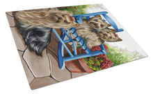 Load image into Gallery viewer, Yorkie Patio Sweethearts Glass Cutting Boards – Durable, Decorative Kitchen Art Large PPP3242LCB