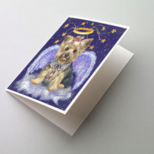 Load image into Gallery viewer, Yorkie Christmas Angel Greeting Cards -  Blank Note Cards – 8-Pack of Artist-Designed Cards with Envelopes