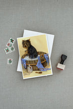 Load image into Gallery viewer, Yorkie Bath Time Greeting Cards -  Blank Note Cards – 8-Pack of Artist-Designed Cards with Envelopes