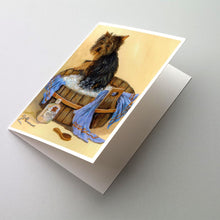 Load image into Gallery viewer, Yorkie Bath Time Greeting Cards -  Blank Note Cards – 8-Pack of Artist-Designed Cards with Envelopes
