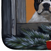 Load image into Gallery viewer, Boston Terrier Looking for Santa Christmas Dish Drying Mat – Absorbent, Artistic Kitchen Essentials PPP3248DDM