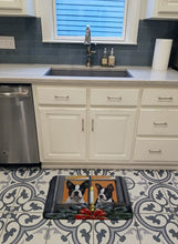 Load image into Gallery viewer, Boston Terrier Looking for Santa Christmas Machine Washable Memory Foam Mat PPP3248RUG
